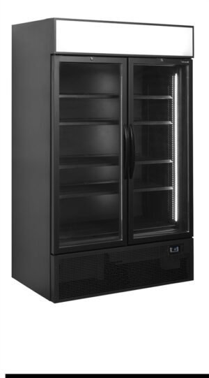 Black 2-door display cooler with canopy - FSC1200H BLACK