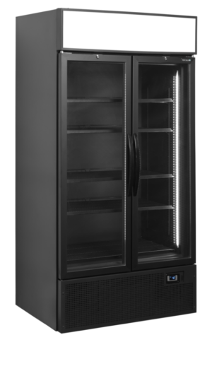 Black 2-door display cooler with canopy - FSC1000H BLACK