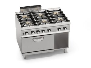 Gaasipliit Bertos Premium S900, 6 põletiga, gaasiahjuga – 1290 mm